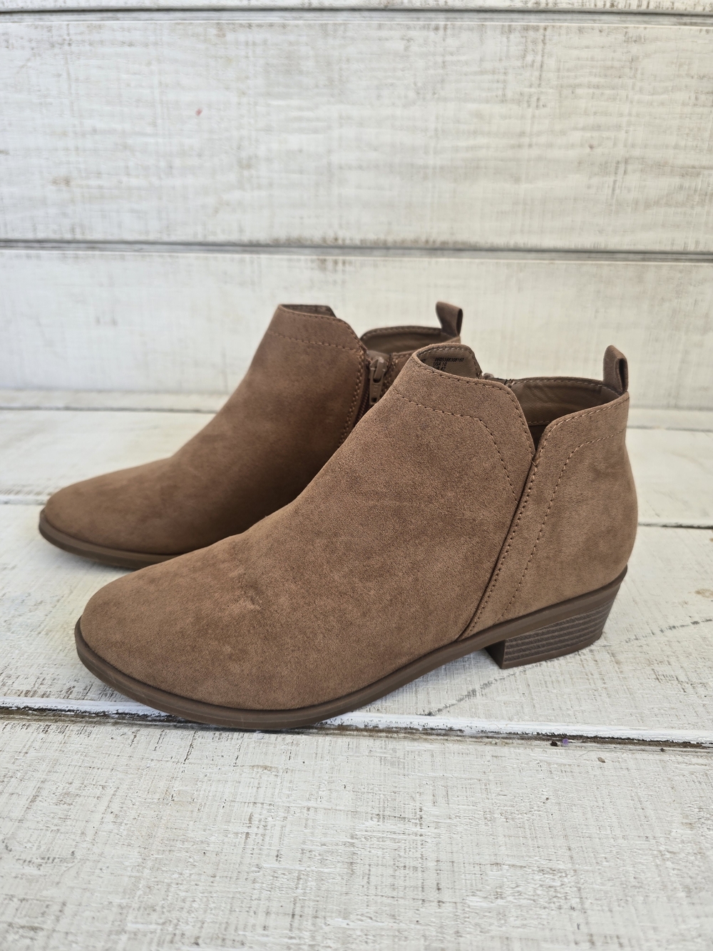 Women's Brown Suede Ankle Boots - Classic Zip Side